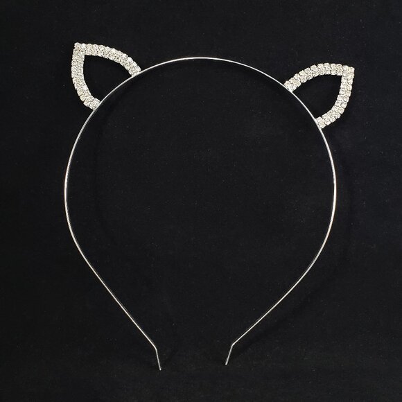 Rhinestone cat ear headband silver - Picture 4 of 8